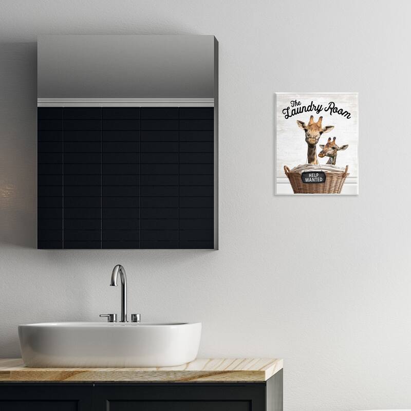 Stupell Help Wanted Laundry Room Giraffes Wall Plaque Art Design By Lettered and Lined