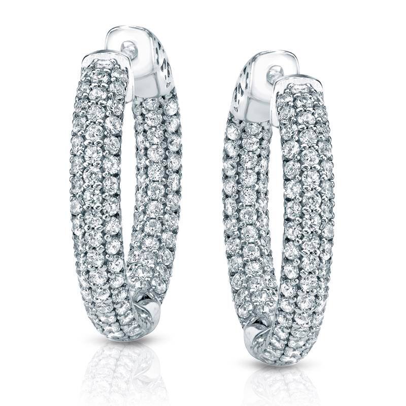 Auriya 14k Gold 2 1/2ctw Medium Pave Diamond Hoop Earrings - 0.94-inch - White Gold