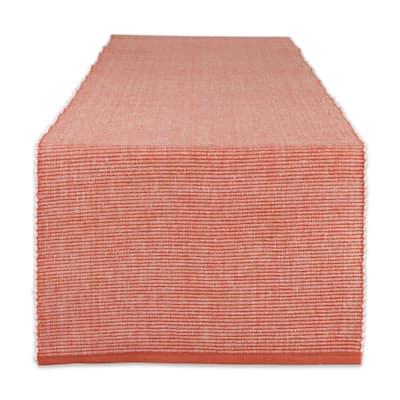 Two-Tone Ribbed Cotton Table Runner - 108" - Vintage Red and White
