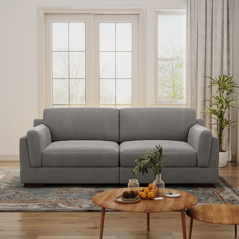 90.2"W Corduroy Upholstered Living Room Sofa