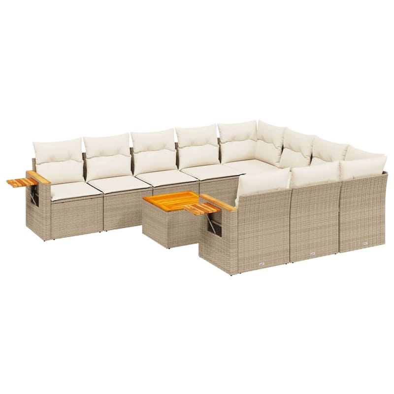 vidaXL Patio Sofa Set with Cushions Outdoor Conversation Furniture Poly Rattan - 24.4 x 33.5 x 27.2 in