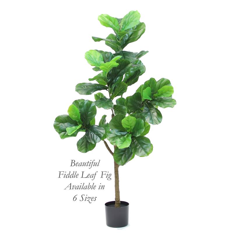 The Mod Greenhouse Faux Green Fiddle Leaf Tree in a Black Matte Planter Pot
