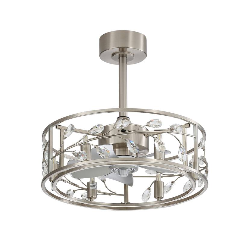 20" Modern 5-Blade Caged Ceiling Fan with Light Kit and Remote