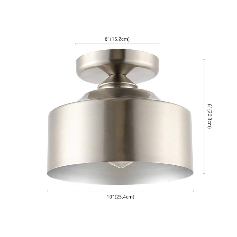 SAFAVIEH Lighting Kanami Flush Mount - 10" W x 10" D x 10" H - Brushed Nickel - 10Wx10Dx10H