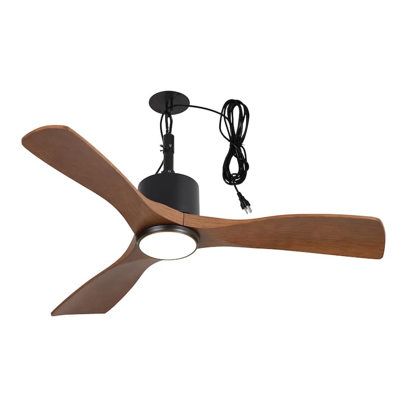 42" Indoor/Outdoor Black Modern Plug-In Ceiling Fan with Light