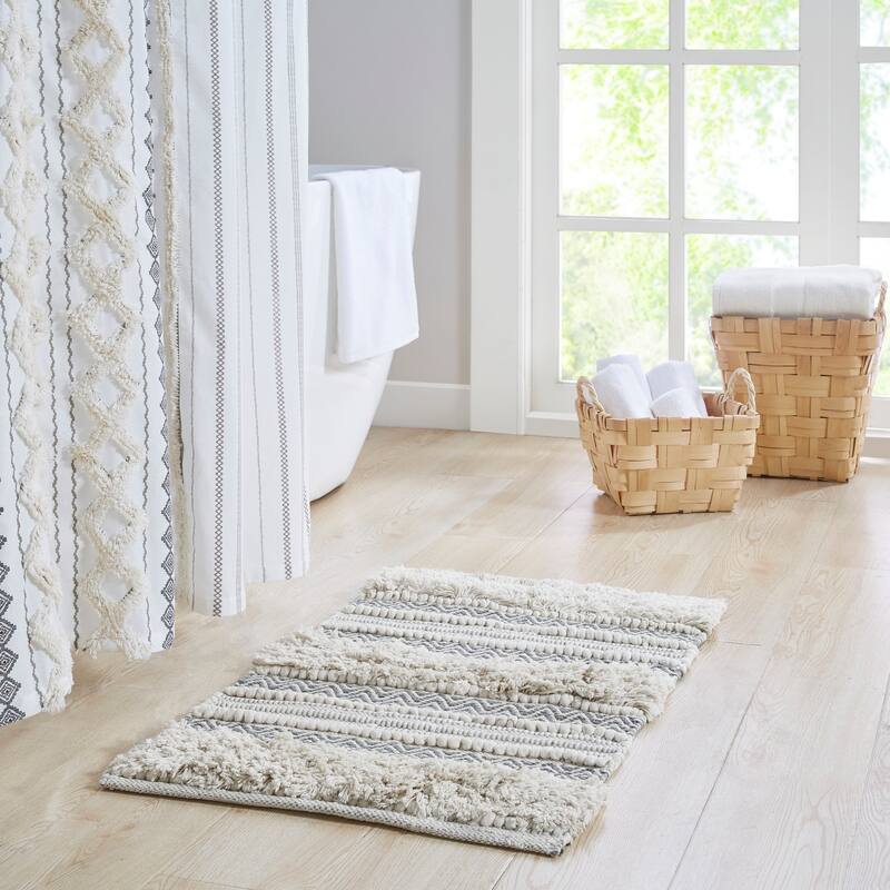 INK+IVY Asher Woven Texture Stripe Bath Rug