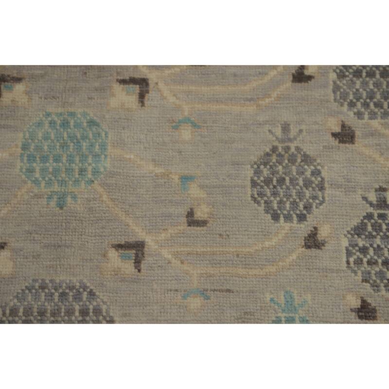 Hand Knotted Oriental 100% Wool Carpet Transitional All-Over Greys & Charcoal Oushak Area Rug - 9' 10'' X 7' 9''