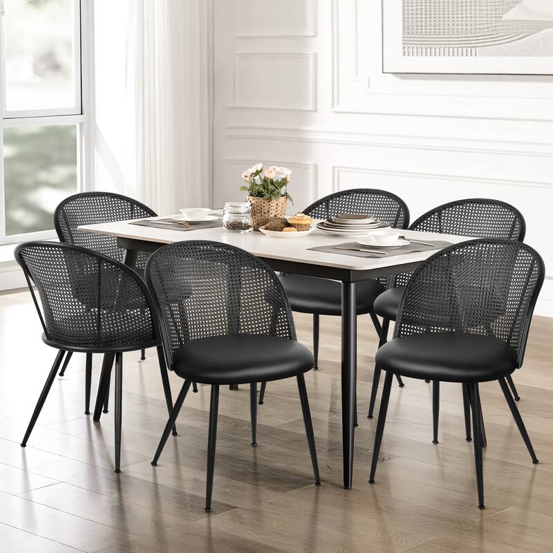 Modern Upholstered Rattan Dining Chairs Set of 2/4