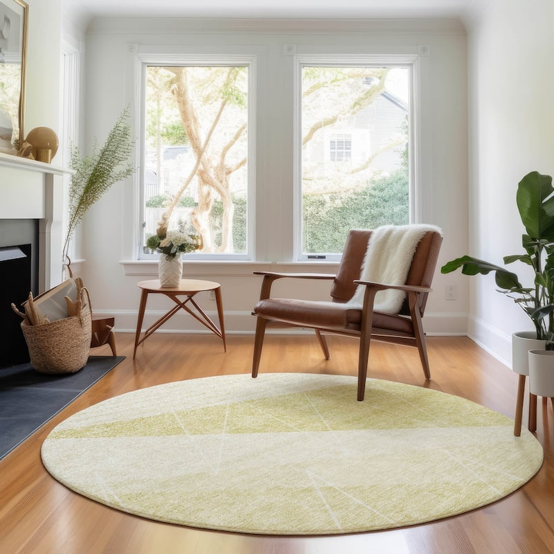 Premium Washable Super Soft Geo Abstract Mayfield Rug - Wheat - 8' x 8' - Round