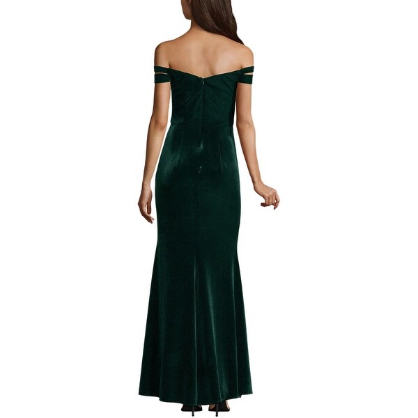 xscape green velvet dress
