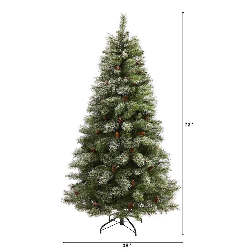 6ft. Snowed Pine Artificial Christmas Tree with 583 Branches and Pine Cones - Natural Winter X-Mas Charm