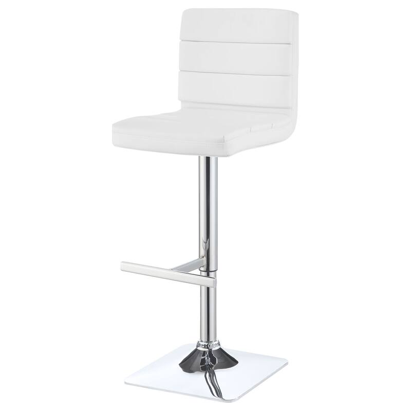 Adjustable Bar Stools Set of 2 with Upholstered Cushion Seat, Chrome Base and Modern Swivel Height Adjustable Design