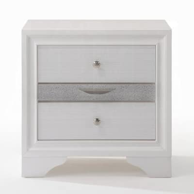Nightstand with Pullout Jeweler Tray, Solid Wood Sofa Side Table, Storage Cabinet with Wooden Tabletop & 2 Drawers