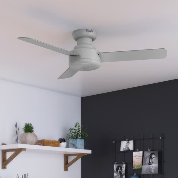 slide 2 of 14, Hunter Presto Flush Mount Ceiling Fan w/ Wall Control - Contemporary, Industrial, Scandinavian - LOW PROFILE! 44" - Dove Grey