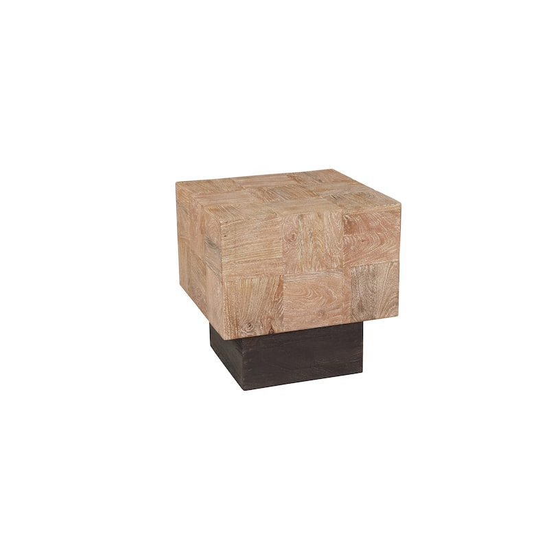 HomeRoots 22" Black And Brown Solid Wood Square End Table - 22.00 in. x 22.00 in. x 22.00 in.