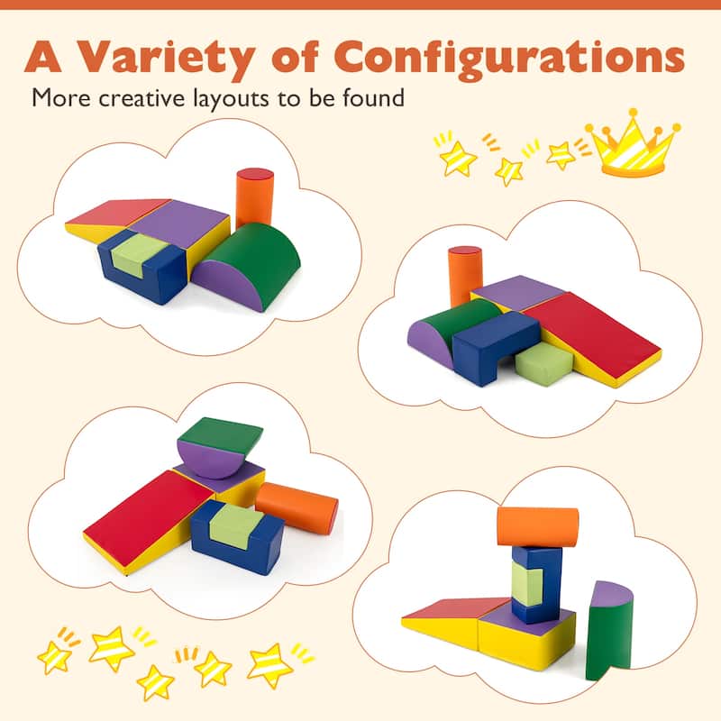 Gymax 6 PCS Kids Climber Play Set Indoor Foam Climb & Crawl Activity