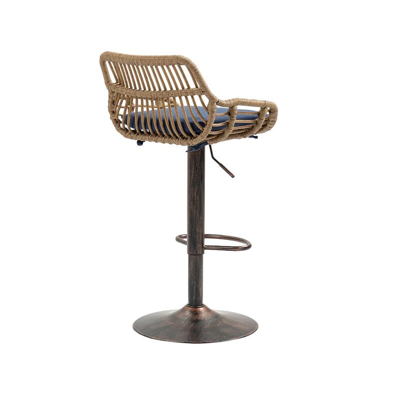 Set of 2 Swivel Bar Stools Adjustable Counter Height with Footrest