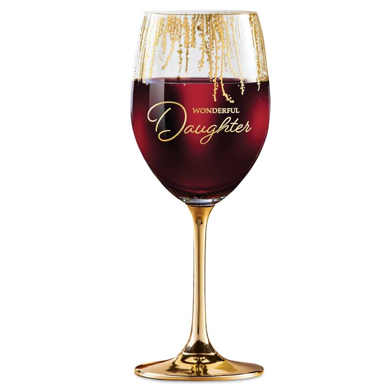 Crystal Giftable Wonderful Daughter Wine Glass - 3.5 x 9.18 x 3.5 - Gold - 3.5 x 9.18 x 3.5