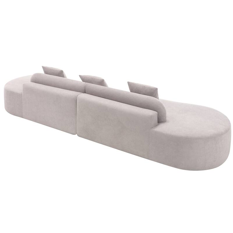 Modern Curved Fabric Sectional Sofa with Pillows for Living Room