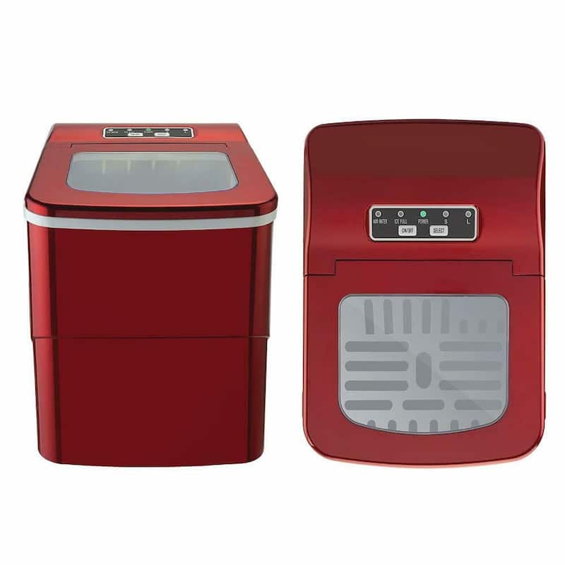Portable Red Ice Maker Machine Countertop 26Lbs/24H 2 Sizes(S/L) w/ Scoop Home - 68 oz