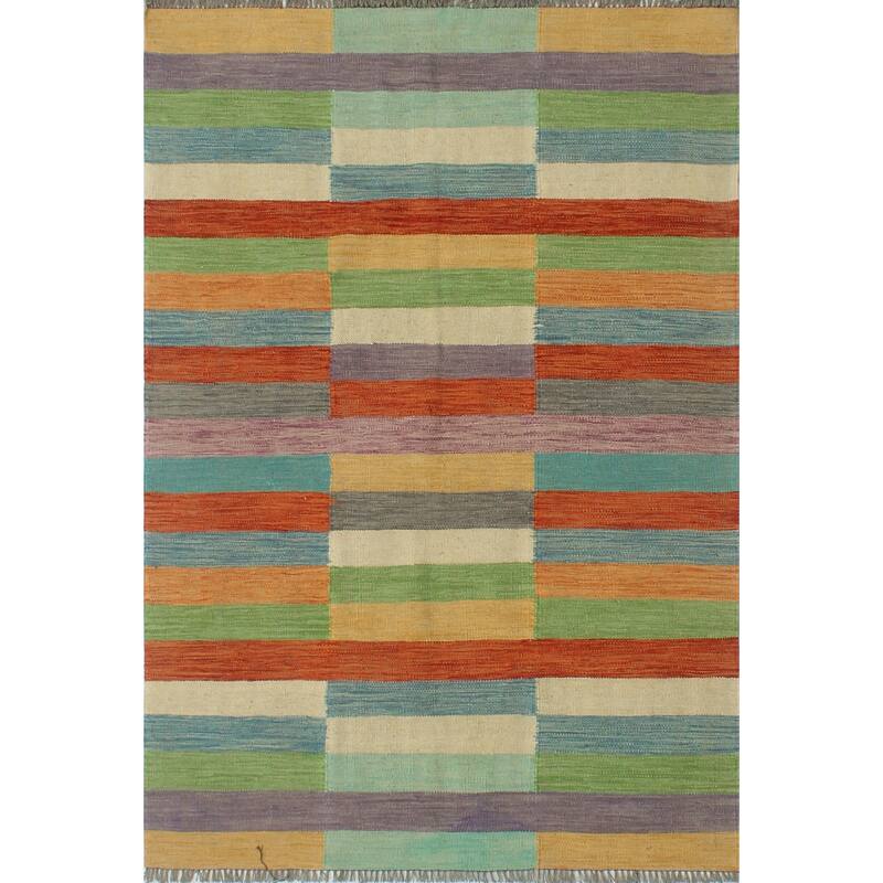 HandWoven Winchester Kilim Knightsbridge Rust/Ivory Rug 4'1" x 5'11