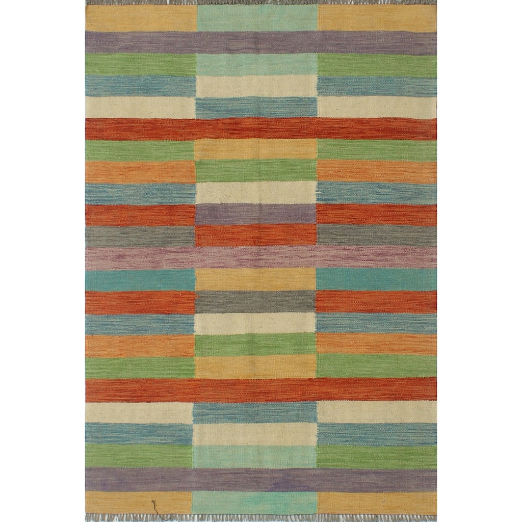 Hand-Woven Winchester Kilim Knightsbridge Rust/Ivory Rug - 4'1" x 5'11"
