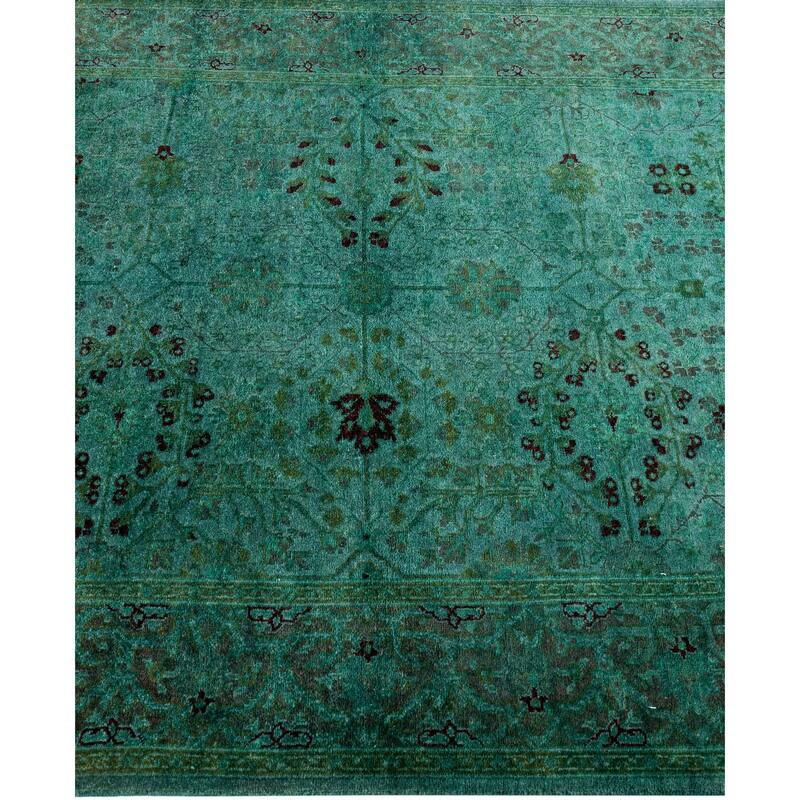 Overdyed One-of-a-Kind Hand-Knotted Area Rug - Green - 4' 2" x 6' 3"