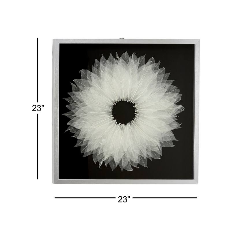 White Polystone Natural Shadow Box Art 24 x 24 x 2 - 24 x 2 x 24