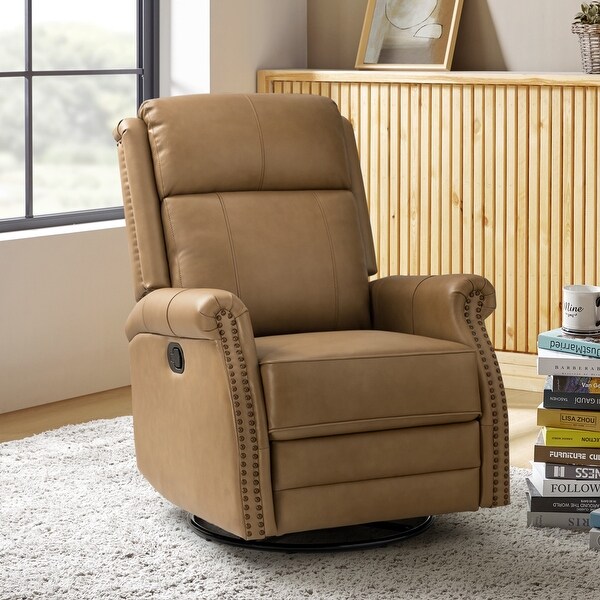 Alina Modern 20''w Genuine Leather Swivel Rocker Nursery