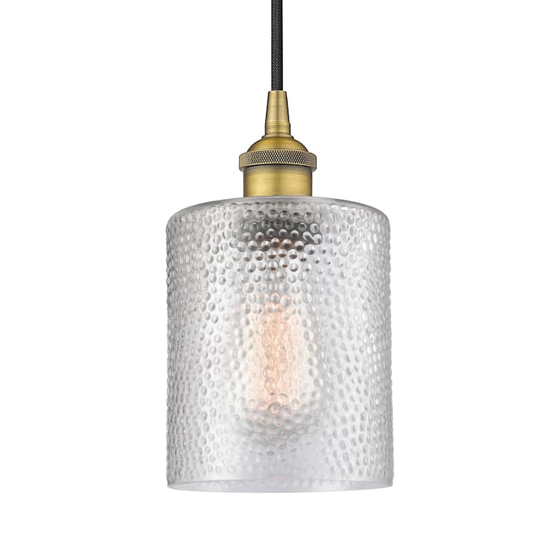 Innovations Lighting 616-1P-10-5 Cobbleskill Pendant Cobbleskill 5" - Brushed Brass / Clear