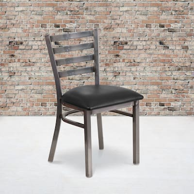 Clear Coated Ladder Back Metal Restaurant Chair - 16.5"W x 17"D x 32.25"H - 16.5"W x 17"D x 32.25"H