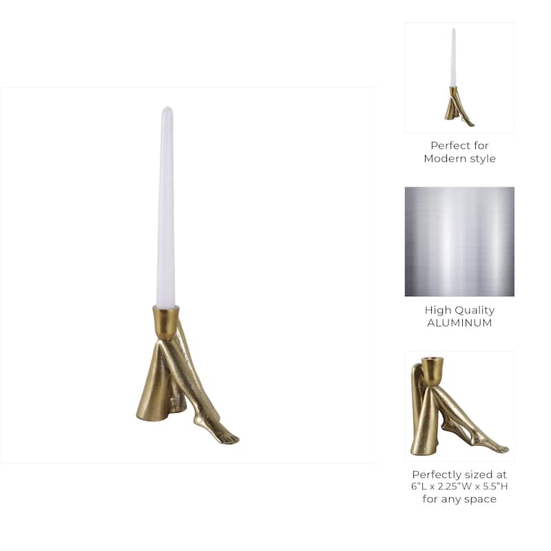Metal Aluminum Pillar Holder with Sculptural Leg-Shaped Design