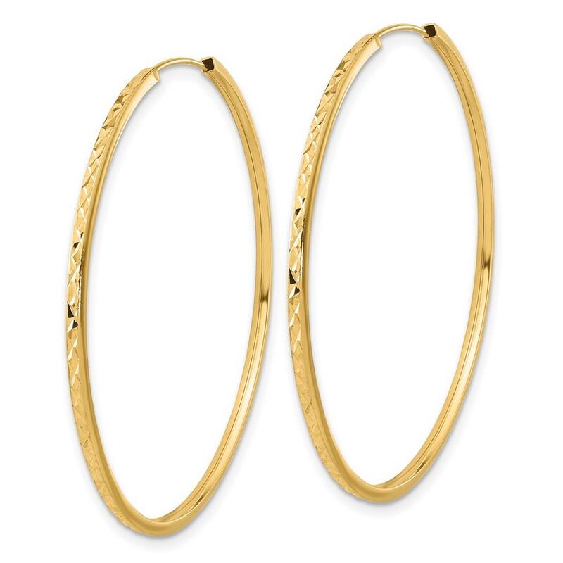 Curata 14k Yellow Gold Sparkle Cut Endless Hoop Earrings - 42x44mm
