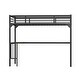 preview thumbnail 5 of 8, Black Twin Size Metal Loft Bed with Desk, Ladder, and Guardrails