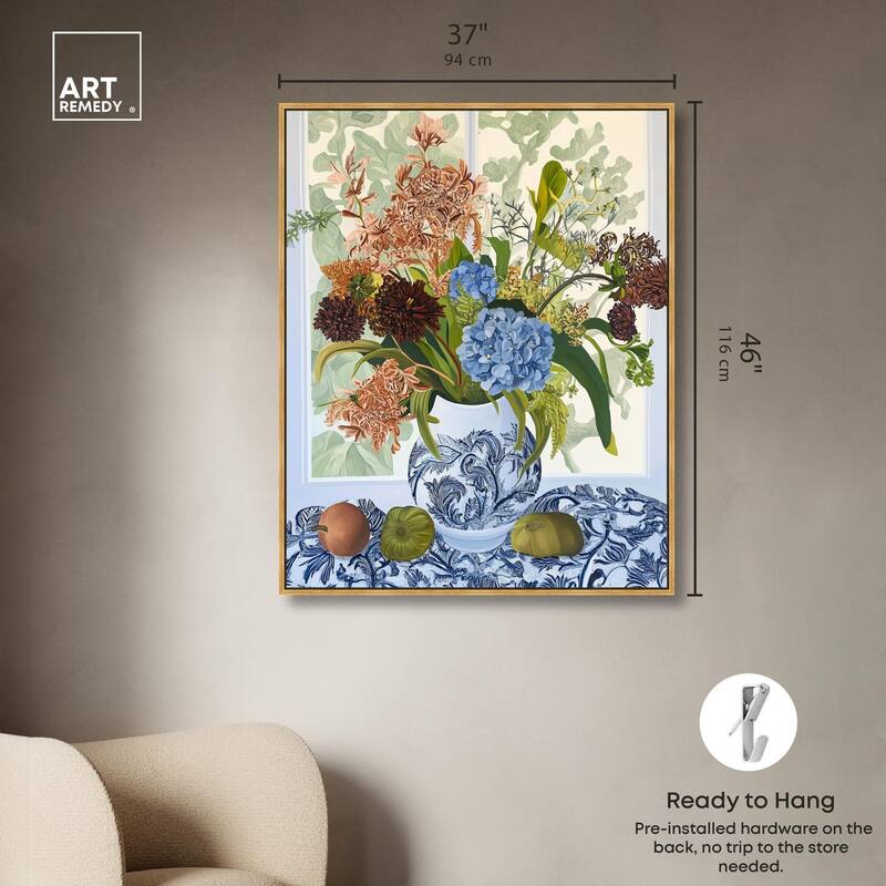 Blue Vase Bounty Canvas by Art Remedy