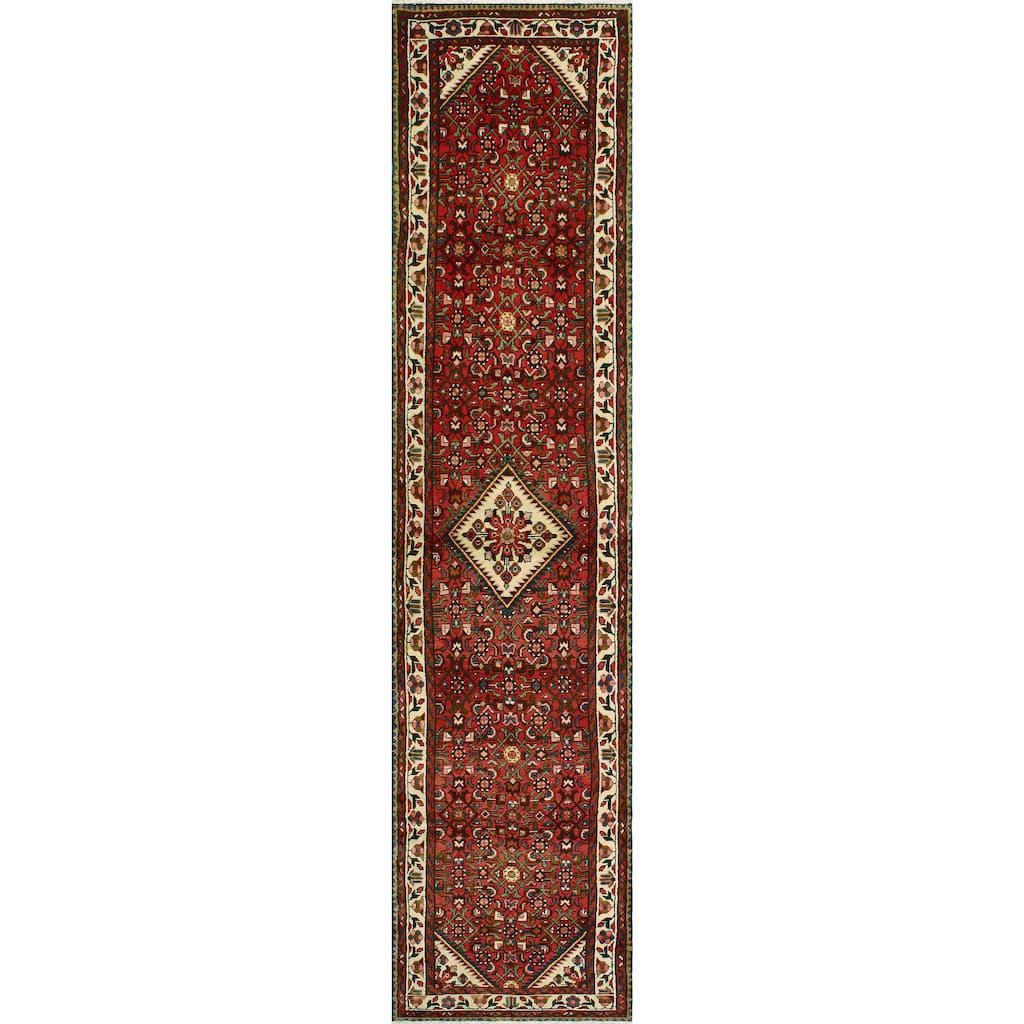 Fine Vintage Distressed Bradleah Red/Ivory Runner - 3'0" x 12'11"