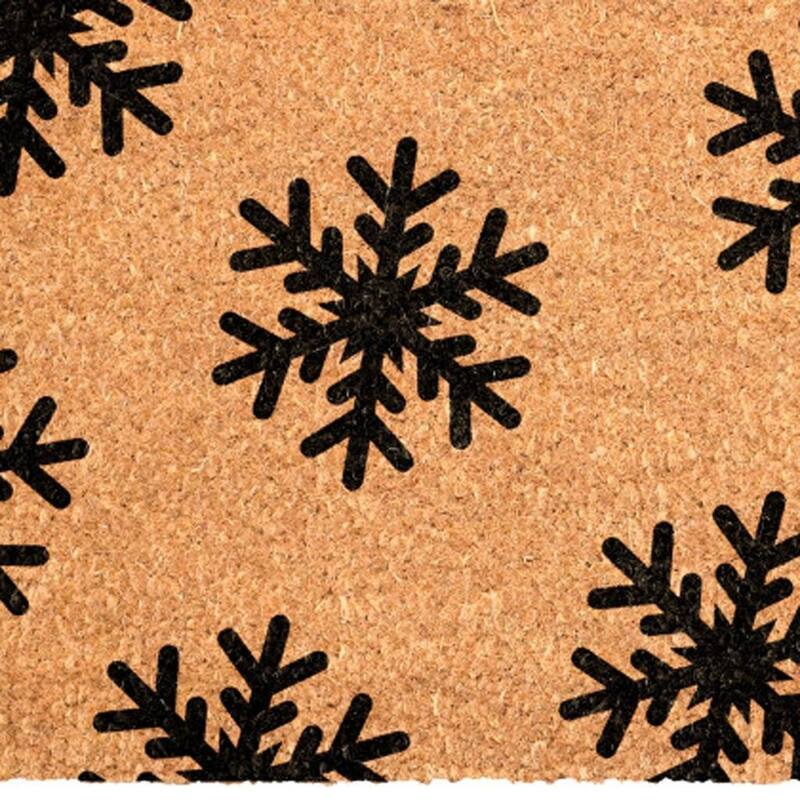 HomeRoots 24" X 36" Brown And Black Christmas Snowflake Outdoor Coir Door Mat - 24.00' X '36.00