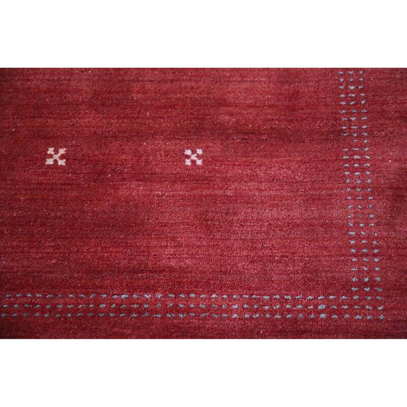 Hand Knotted Oriental 100% Wool Carpet Tribal Tribal Red Gabbeh Area Rug - 9' 9'' X 6' 9''