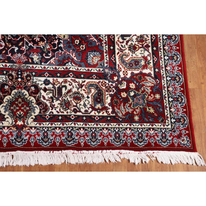 Victorian Style Kashan Turkish Rug Machine Made Oriental Red Carpet - 9'7" x 12'11"