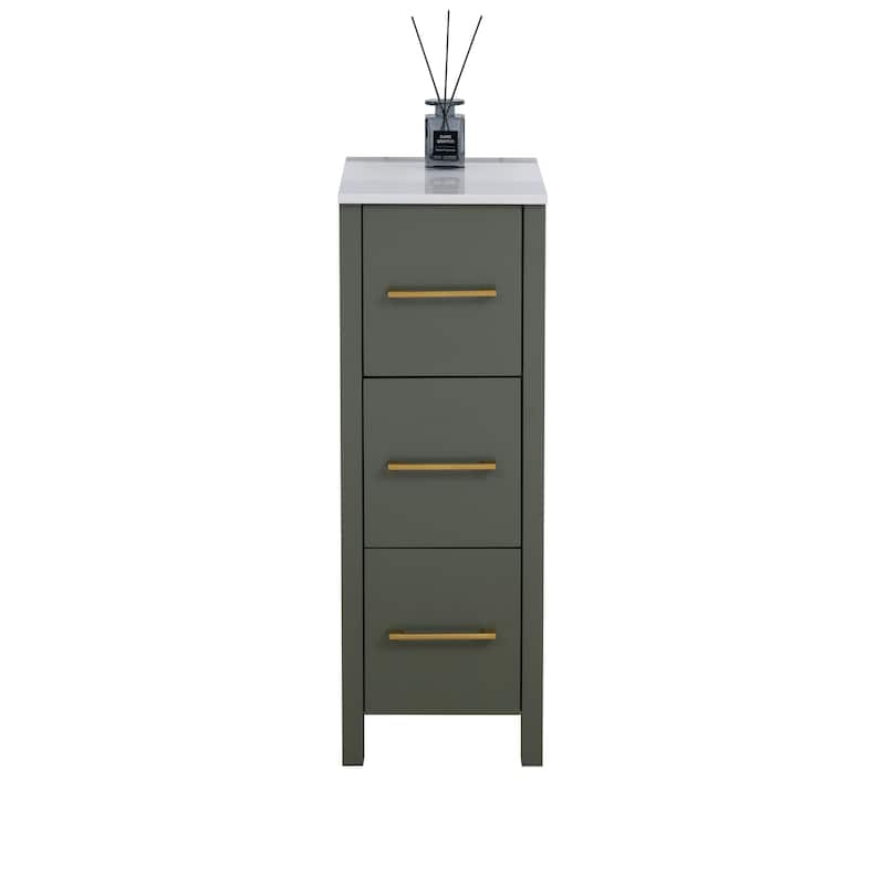 Vanity Art 12-Inch Bathroom Vanity Cabinet 3 Drawer Side Storage Organizer Freestanding Single Vanity Bedroom/Bathroom/Entryway