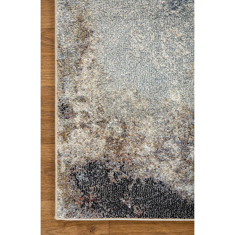 Olympia Collection Blue and Beige Abstract Design Area Rug
