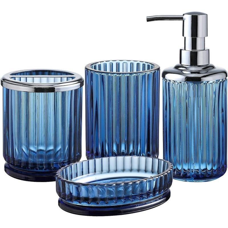 Blue Glass Bathroom Accessories Set