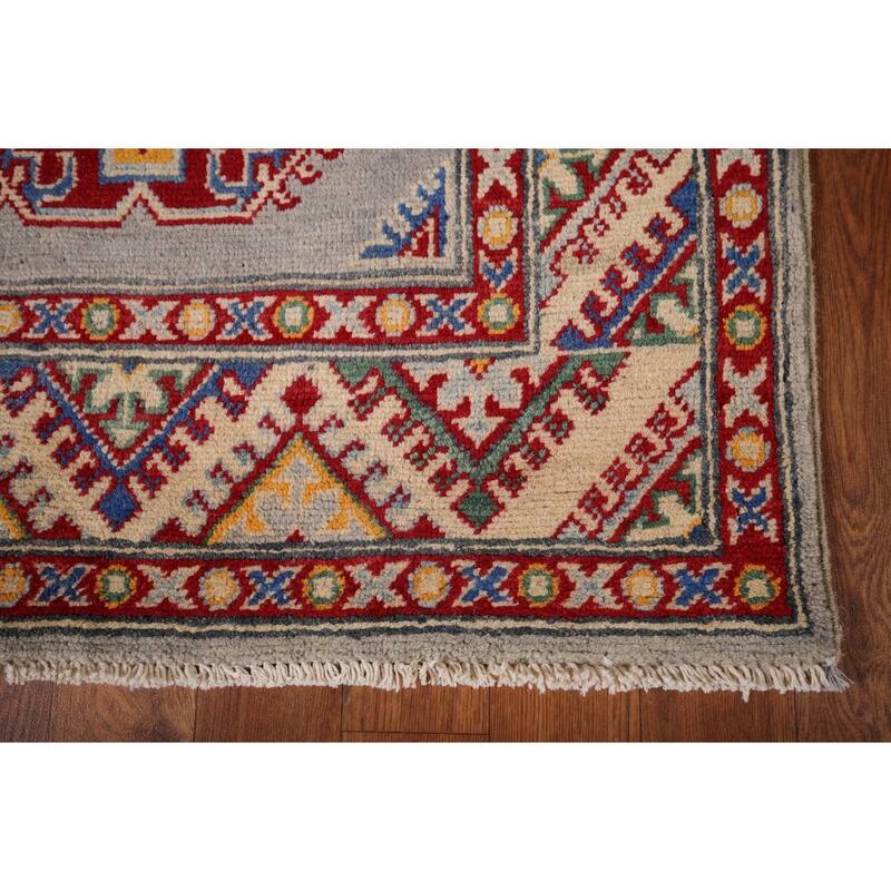 Geometric Kazak Runner Rug Handmade Wool Carpet - 2'7" x 19'4"