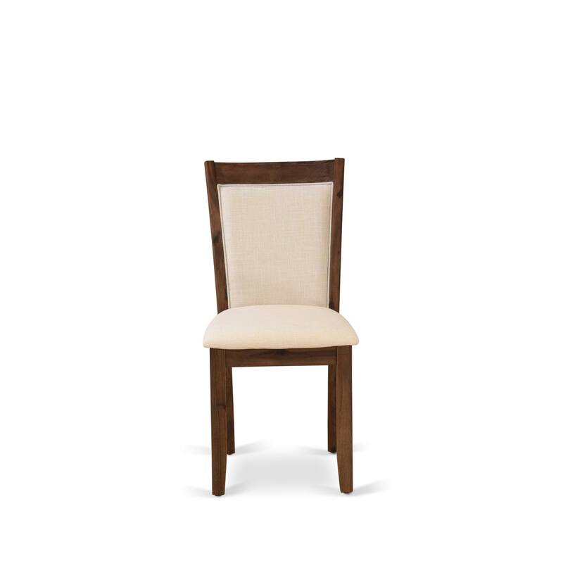 East West Furniture Dining Set- a Rectangle Dining Room Table and Light Beige Linen Fabric Chairs, (Pieces & Finish Options)