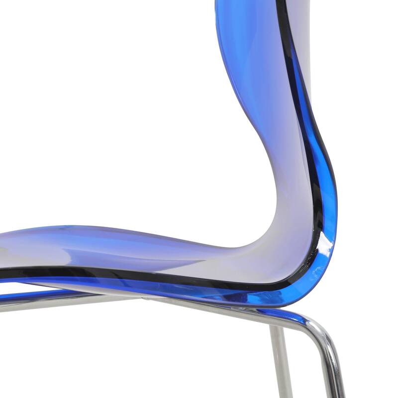 30 in. Seat Height Acrylic Plastic Barstool in Chrome Steel Frame Armless with Footrest