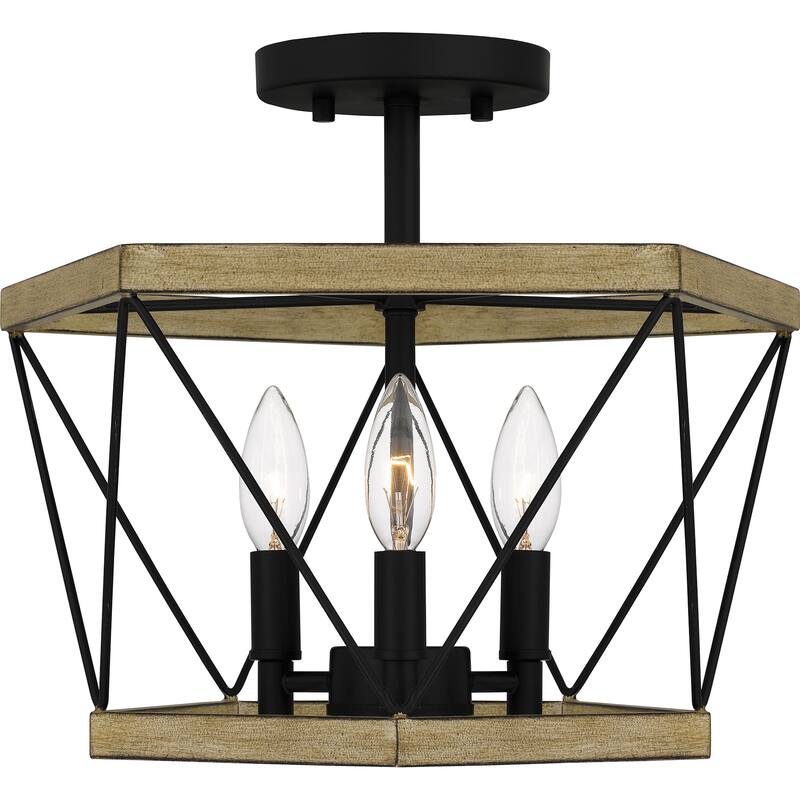 Wintergreen 3-Light Whitewashed Walnut Semi-Flush Mount - Whitewashed Walnut