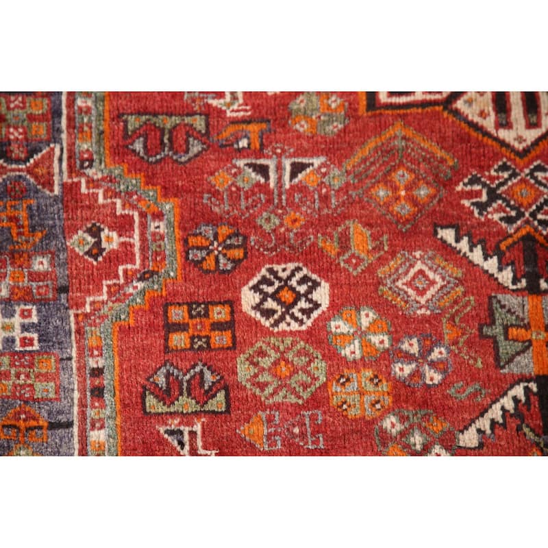 Geometric Shiraz Persian Vintage Area Rug Handmade Wool Carpet - 3'8"x 5'8"