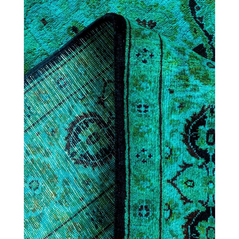 Overton Hand Knotted Wool Vintage Inspired Modern Contemporary Overdyed Blue Area Rug - 4' 2" x 6' 4"