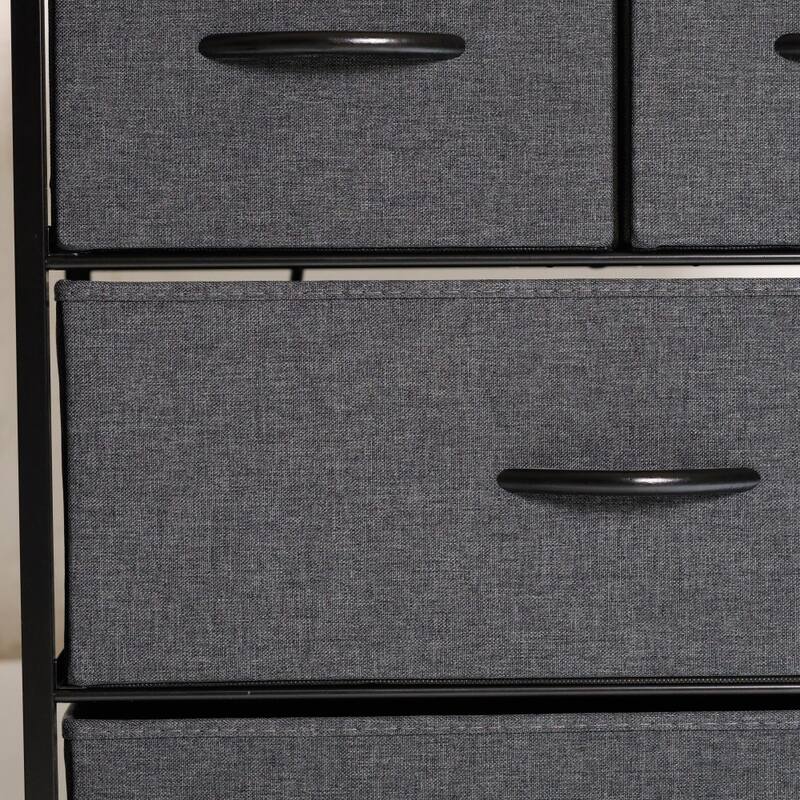 4 Fabric Drawer Nightstand with 2 USB Port/1 Outlet Charging Station