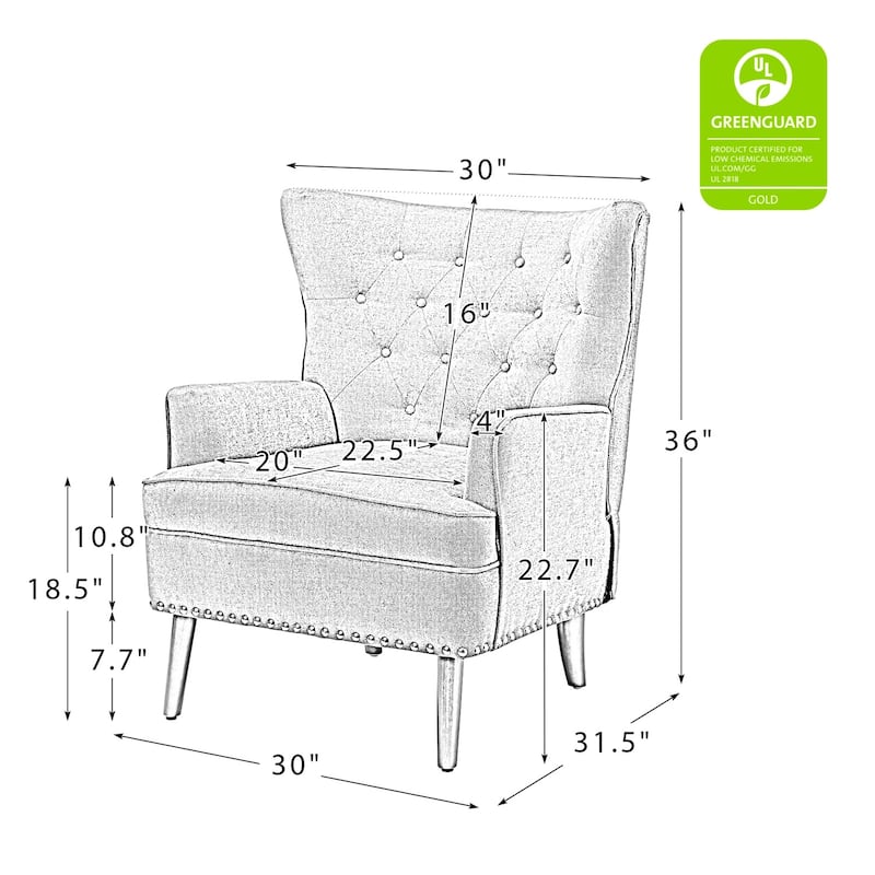 Alpheus Accent Armchair with Nailhead Trim by HULALA HOME